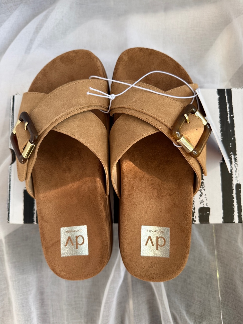 DV Dolce Vita Usha Tan Buckle Slide Sandals | Women’s Size 8 | Tan 🤎